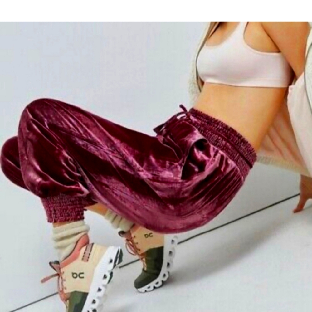 Velvet  deep purple Anthropology harem pants